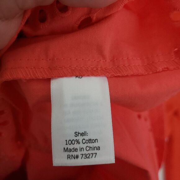 Lauren Conrad Midi Dress Small Orange Eyelet Ruffles Tiered Cottagecore - Picture 9 of 9